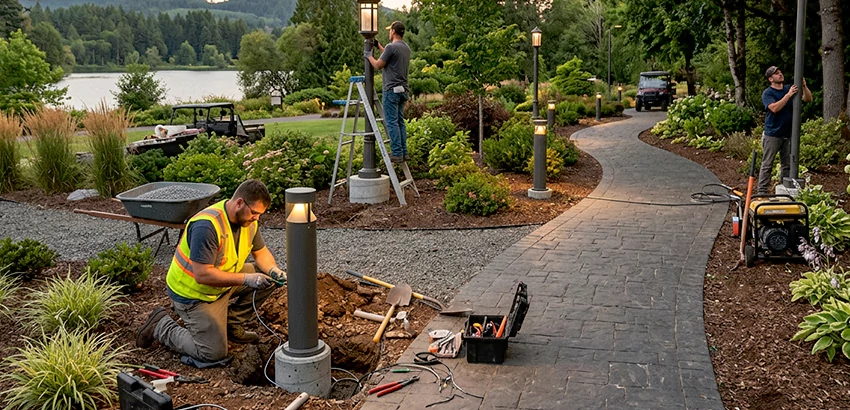 Landscape Post, Pole, and Bollard Lighting Installation in Canton